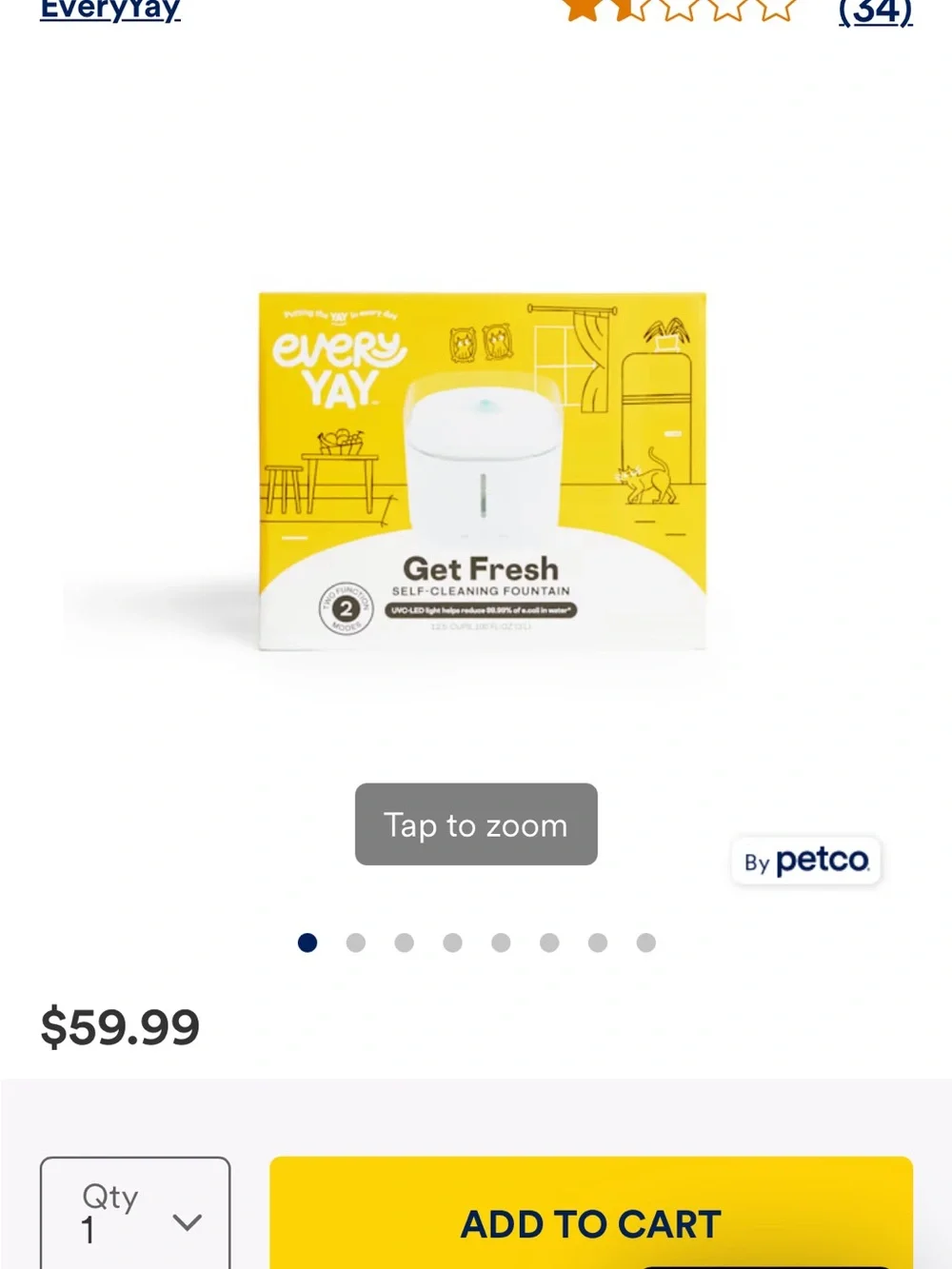 EveryYay Get Fresh Self Cleaning Per Water Fountain 3L UVC LED
